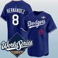 Los Angeles Dodgers #8 Enrique Hern¨¢ndez Blue AmberGomez 2025 World Series Vapor Limited Stitched Jersey