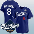 Los Angeles Dodgers #8 Enrique Hern¨¢ndez Blue AmberGomez 2025 World Series Vapor Limited Stitched Jersey