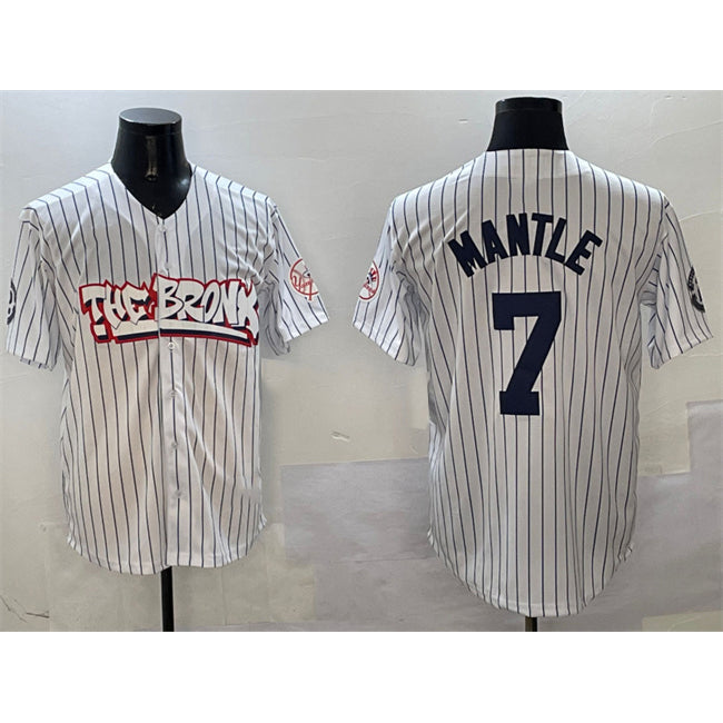 New York Yankees #7 Mickey Mantle White AmberGomez Bronx Graffiti Vapor Limited Stitched Jersey