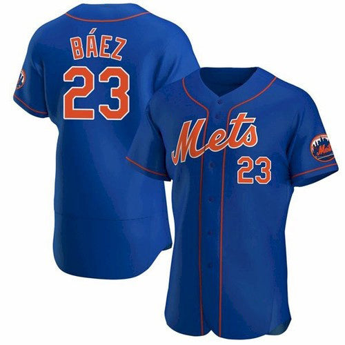 New York Mets #23 Javier Baez Royal AmberGomez Anthentic Jersey