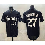 Toronto Blue Jays #27 Vladimir Guerrero Jr Black AmberGomez Gothic North Edition Limited Stitched Jersey