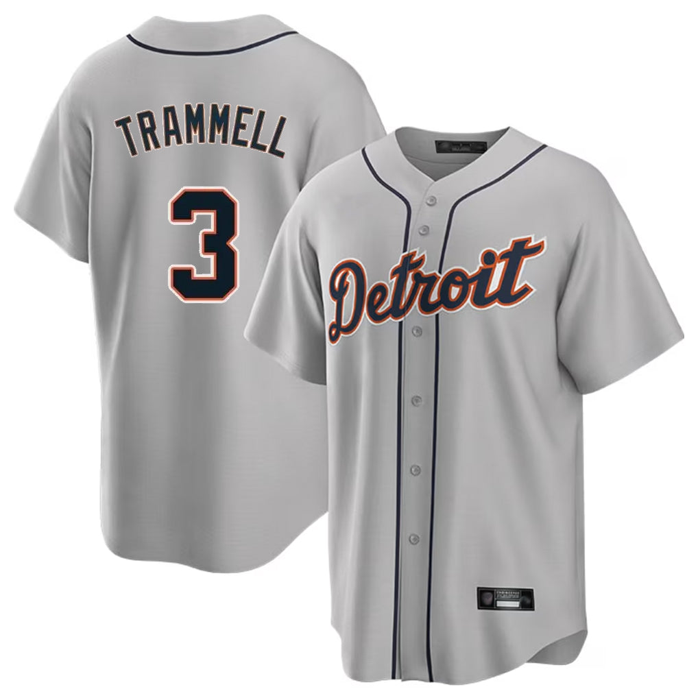Detroit Tigers #3 Alan Trammell Player Gray AmberGomez Home Game Stitched Jerseys
