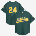Oakland Athletics #24 Rickey Henderson Mitchell & Ness Green AmberGomez Authentic Batting Practice Jersey