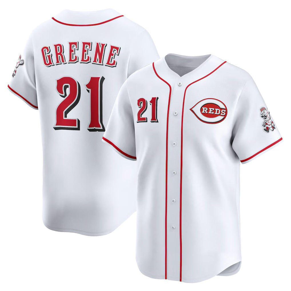 Cincinnati Reds #21 Hunter Greene White AmberGomez Home Limited Player Jersey