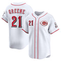Cincinnati Reds #21 Hunter Greene White AmberGomez Home Limited Player Jersey
