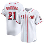 Cincinnati Reds #21 Hunter Greene White AmberGomez Home Limited Player Jersey