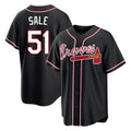 Atlanta Braves #51 Chris Sale Player Black AmberGomez Fashion Out Game Stitched Jerseys