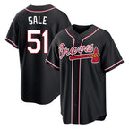 Atlanta Braves #51 Chris Sale Player Black AmberGomez Fashion Out Game Stitched Jerseys