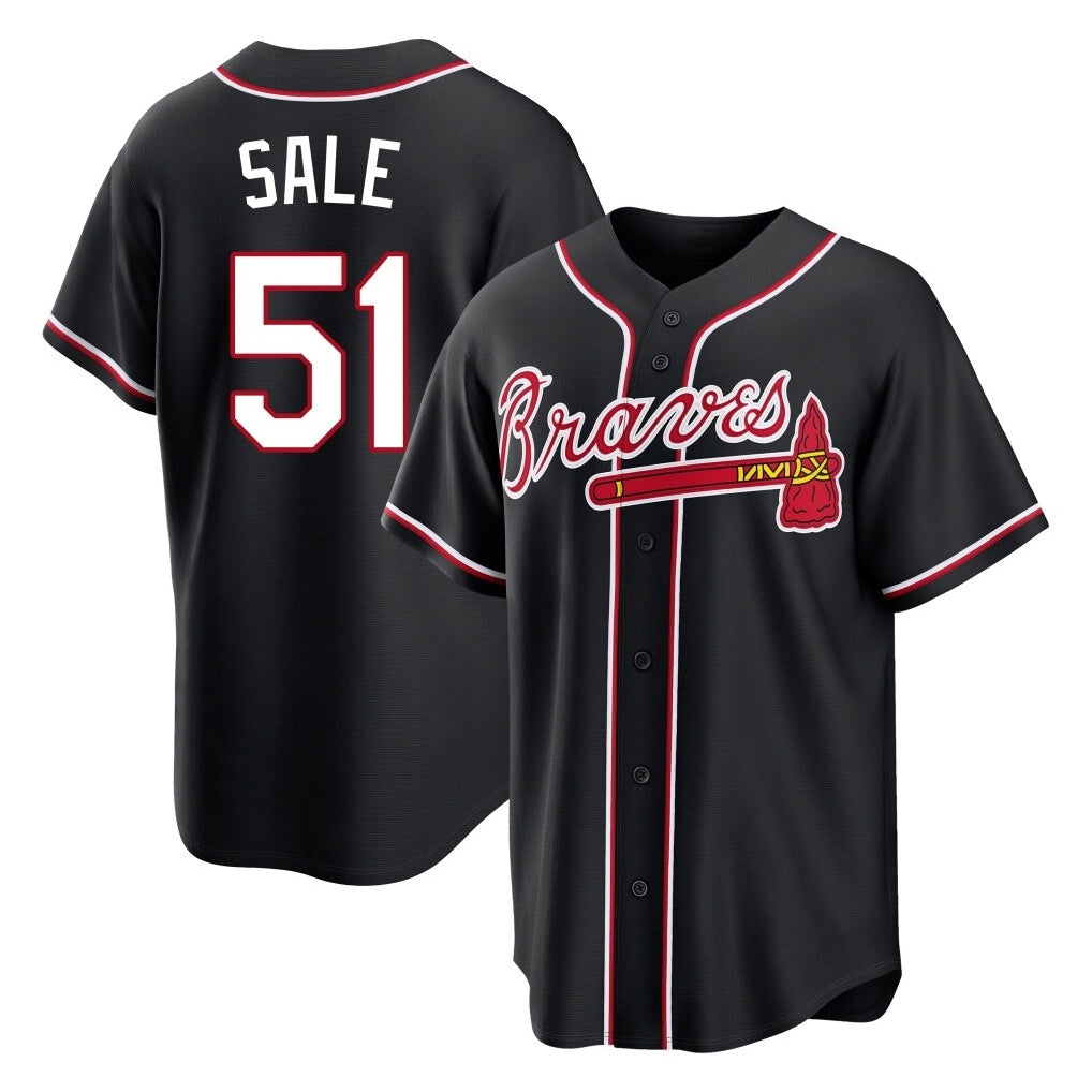Atlanta Braves #51 Chris Sale Player Black AmberGomez Fashion Out Game Stitched Jerseys