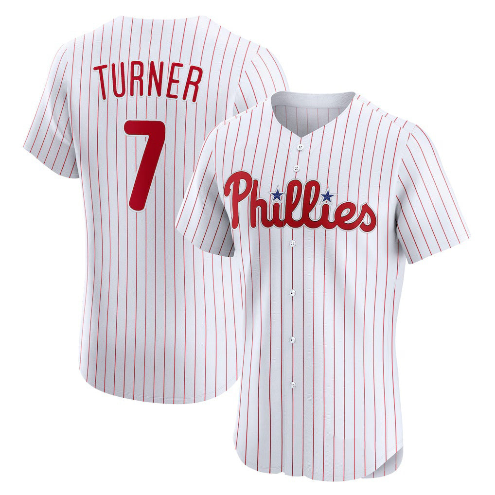 Philadelphia Phillies #7 Trea Turner White AmberGomez Home Elite Jersey
