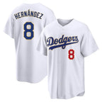 Los Angeles Dodgers #8 Enrique Hern¨¢ndez Player Gold White AmberGomez 2026 Collection Stadium Limited Stitched Jerseys