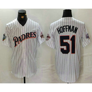 San Diego Padres #51 Trevor Hoffman White AmberGomez Pinstripe Jersey