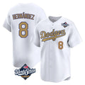 Los Angeles Dodgers #8 Enrique Hern¨¢ndez Player White Gold AmberGomez World Series Collection Limited Home Stitched Jerseys