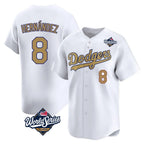 Los Angeles Dodgers #8 Enrique Hern¨¢ndez Player White Gold AmberGomez World Series Collection Limited Home Stitched Jerseys