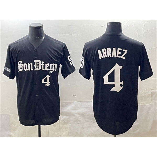 San Diego Padres #4 Luis Arraez Black AmberGomez Gothic Edition Vapor Limited Stitched Jersey