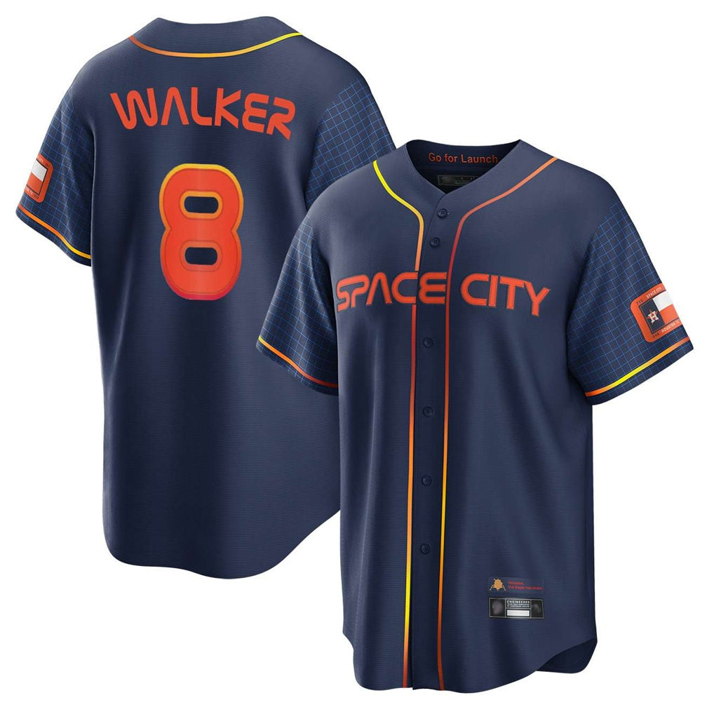 Houston Astros #8 Christian Walker Player Navy AmberGomez City Connect Home Game Stitched Jerseys