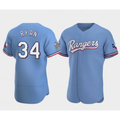 Texas Rangers #34 Nolan Ryan Blue AmberGomez Flex Base Stitched Jersey