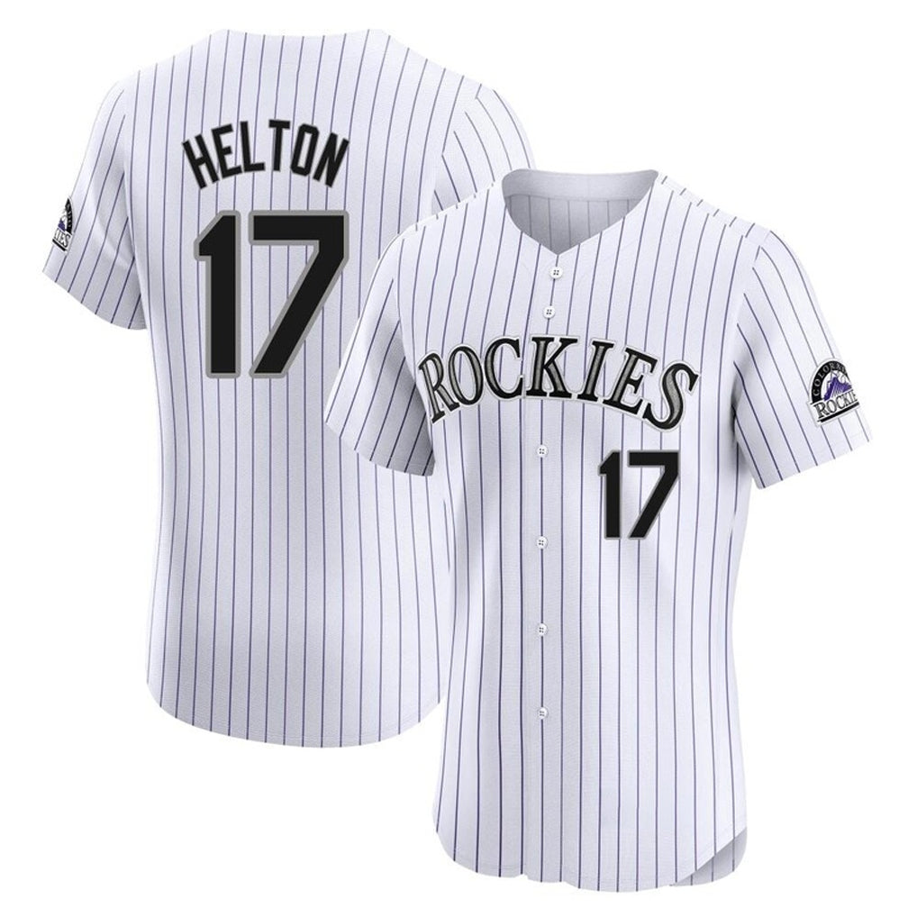 Colorado Rockies #17 Todd Helton Player White AmberGomez Limited Elite Home Stitched Jerseys