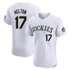 Colorado Rockies #17 Todd Helton Player White AmberGomez Limited Elite Home Stitched Jerseys