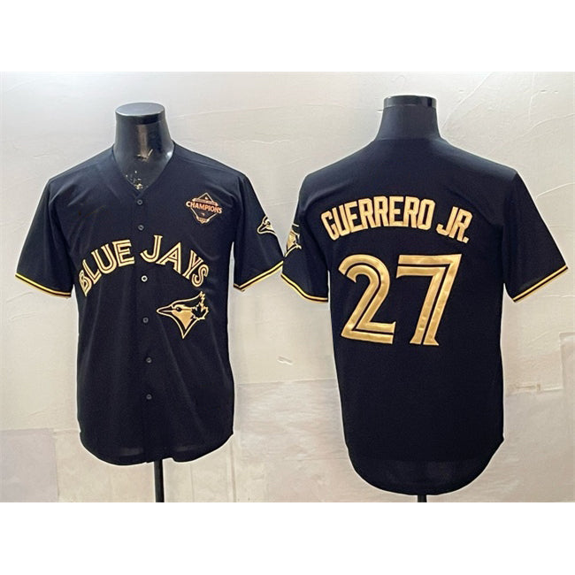 Toronto Blue Jays #27 Vladimir Guerrero Jr. Black Gold AmberGomez 2025 American League Champions Limited Stitched Jersey