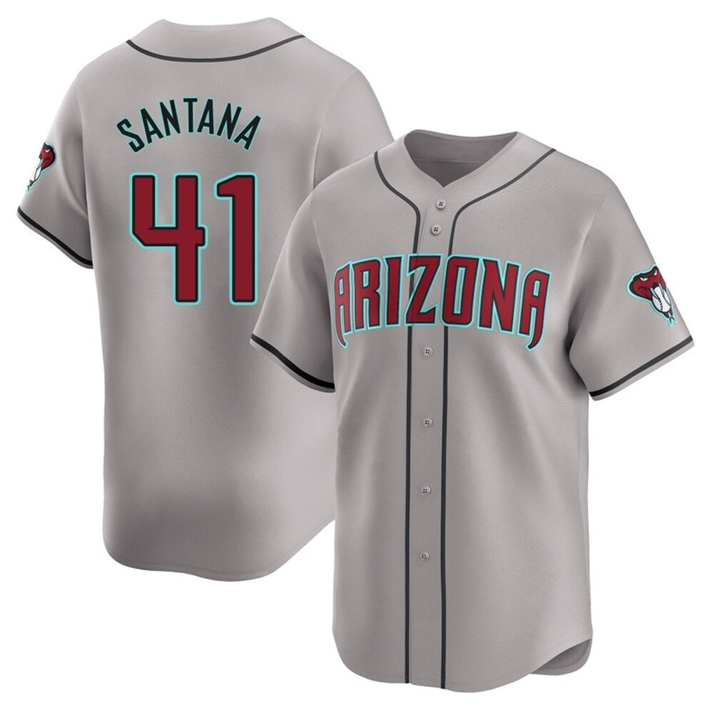Arizona Diamondbacks #41 Carlos Santana Player Gray AmberGomez Road Limited Home Game Stitched Jerseys