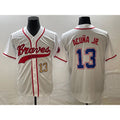 Atlanta Braves #13 Ronald Acuna Jr Number White AmberGomez Cool Base With Patch Stitched Jersey