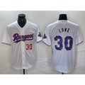 Texas Rangers #30 Nathaniel Lowe Number White AmberGomez 2024 Gold Collection Limited Cool Base Jerseys