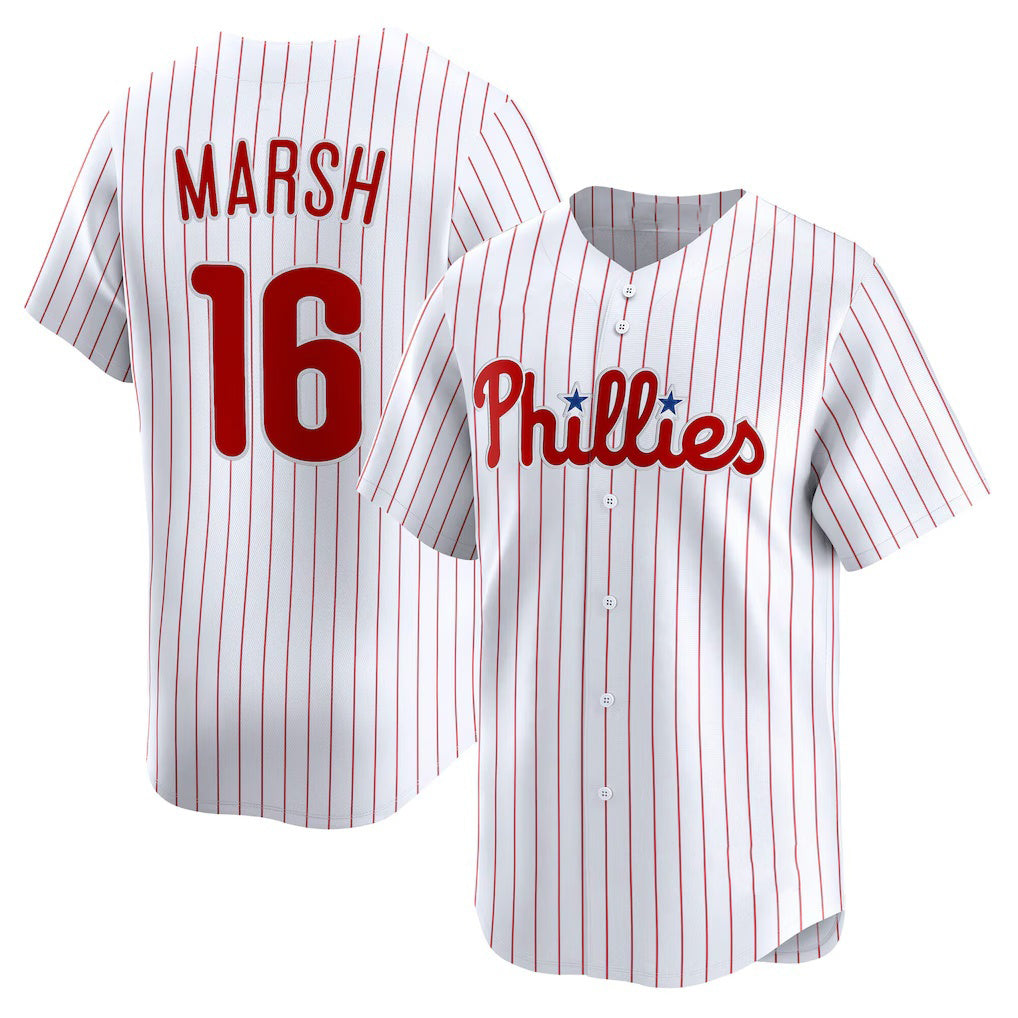 Philadelphia Phillies #16 Brandon Marsh White AmberGomez Home Limited Player Jersey