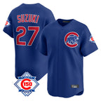 Chicago Cubs #27 Seiya Suzuki Player Royal AmberGomez 150th Anniversary Limited Home Stitched Jerseys