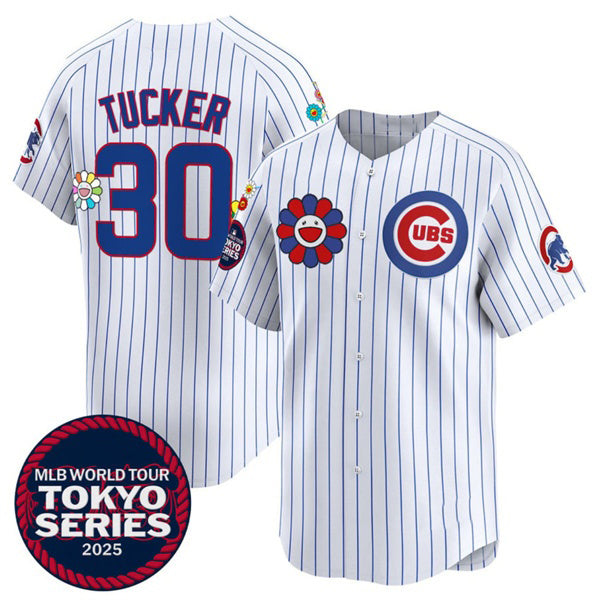 Chicago Cubs #30 Kyle Tucker White AmberGomez 2025 Tokyo Series Limited Stitched Jersey