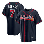 Atlanta Braves #7 Ha-Seong Kim Player Navy AmberGomez Home Game Stitched Jerseys
