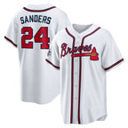 Atlanta Braves #24 Deion Sanders White AmberGomez Home Retired Player Replica Jersey
