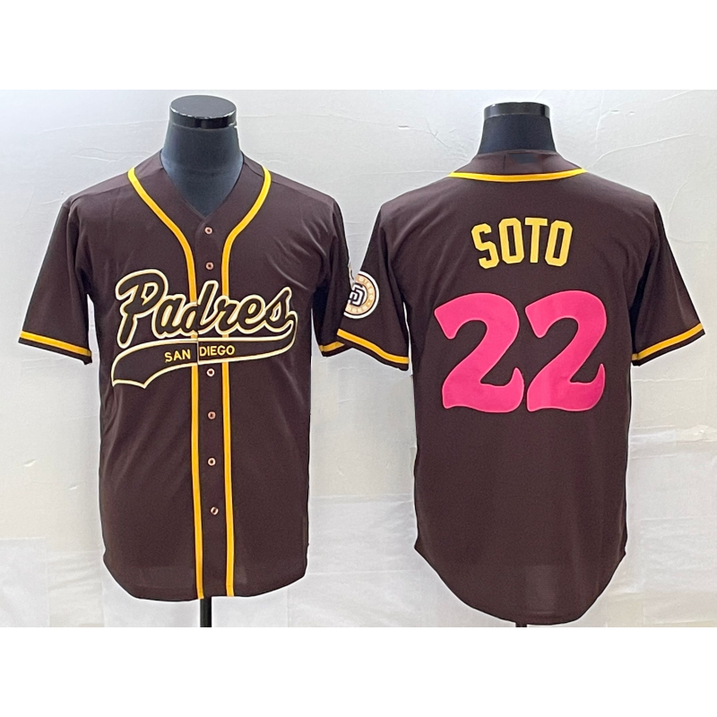 San Diego Padres #22 Juan Soto Brown AmberGomez NEW 2023 City Connect Cool Base Stitched Jersey