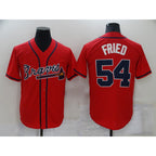 Atlanta Braves #54 Max Fried Red AmberGomez Stitched Cool Base Jersey
