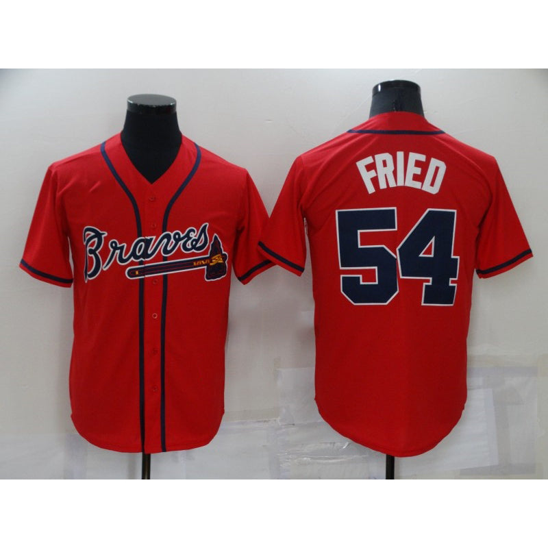 Atlanta Braves #54 Max Fried Red AmberGomez Stitched Cool Base Jersey