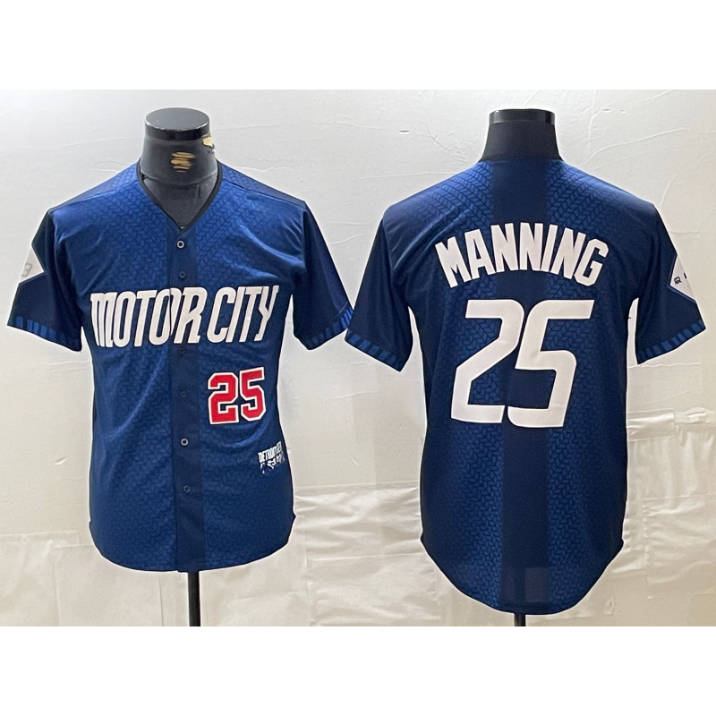 Detroit Tigers #25 Matt Manning Number 2024 Navy AmberGomez City Connect Cool Base Limited Stitched Jersey