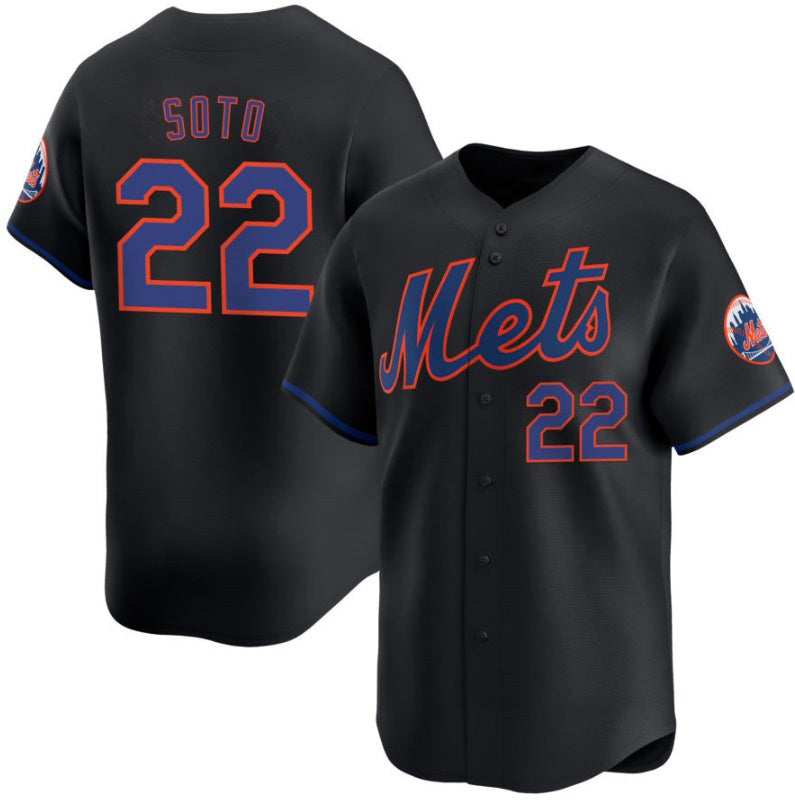New York Mets #22 Juan Soto Black AmberGomez 2024 Alternate Limited Stitched Jersey