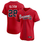Atlanta Braves #28 Matt Olson Player Red AmberGomez Limited Elite Home Game Stitched Jerseys
