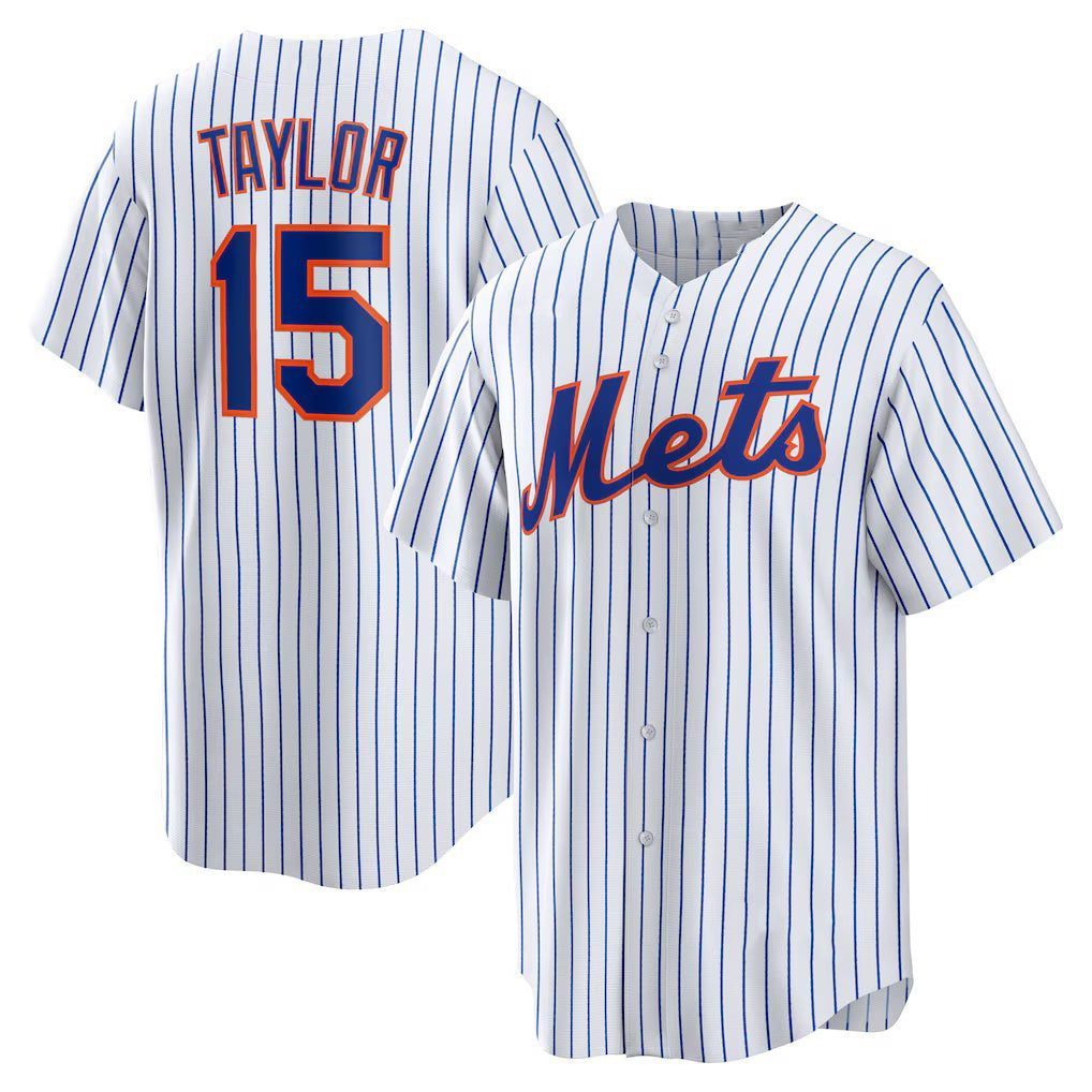 New York Mets #15 Tyrone Taylor White AmberGomez Home Replica Jersey
