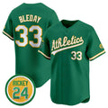Oakland Athletics #33 JJ Bleday Green AmberGomez 2024 Limited With Rickey Henderson Patch Stitched Jersey