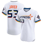 Houston Astros #53 Cristian Javier Player White AmberGomez City Connect Limited Elite Home Stitched Jerseys