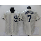 Chicago White Sox #7 Tim Anderson 2021 Cream AmberGomez Navy Field of Dreams Name Flex Base Stitched Jersey