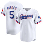 Texas Rangers #5 Corey Seager White AmberGomez 2023 World Series Champions Stitched Jersey