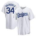 Los Angeles Dodgers #34 Fernando Valenzuela Player White AmberGomez Game Home Stitched Jerseys