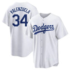 Los Angeles Dodgers #34 Fernando Valenzuela Player White AmberGomez Game Home Stitched Jerseys