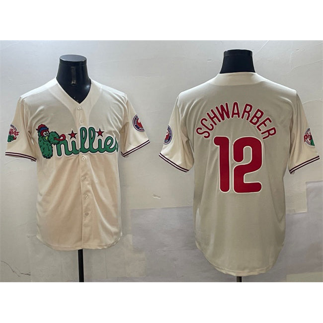 Philadelphia Phillies #12 Kyle Schwarber Cream AmberGomez Phanatic Limited Stitched Jersey