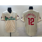 Philadelphia Phillies #12 Kyle Schwarber Cream AmberGomez Phanatic Limited Stitched Jersey