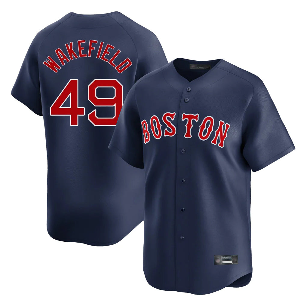 Boston Red Sox #49 Tim Wakefield Player Navy AmberGomez Limited Home Game Stitched Jerseys1