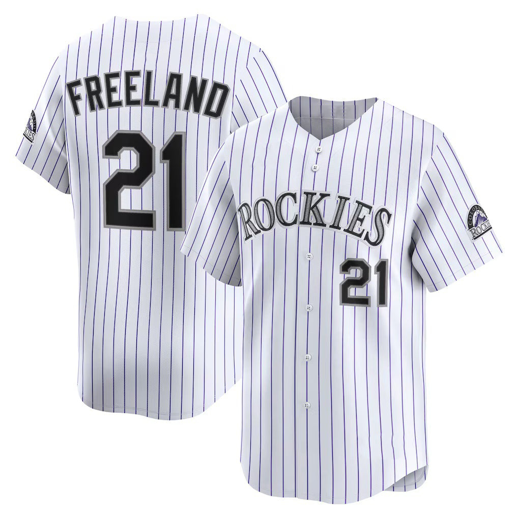 Colorado Rockies #21 Kyle Freeland White AmberGomez Home Limited Player Jersey