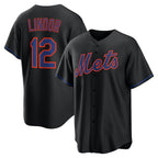 New York Mets #12 Francisco Lindor Black AmberGomez Alternate Replica Jersey